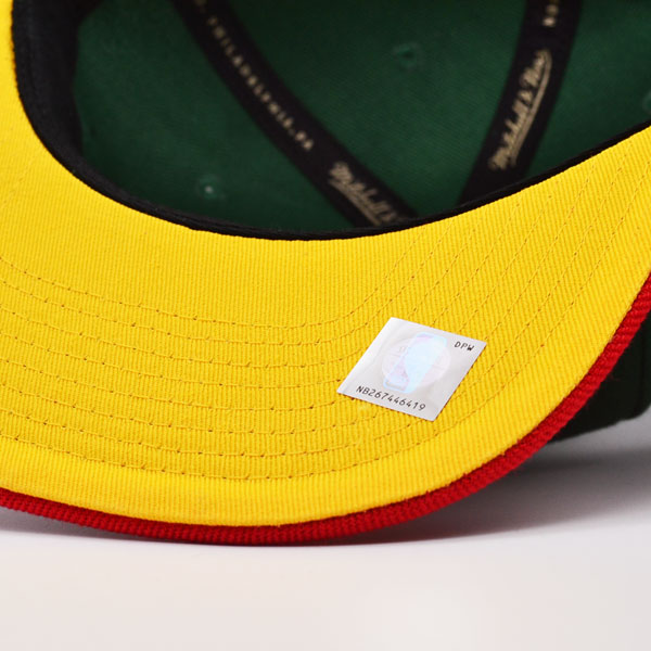 Seattle Supersonics Mitchell & Ness RELOAD Snapback NBA Hat - Green/Red/Yellow Bottom