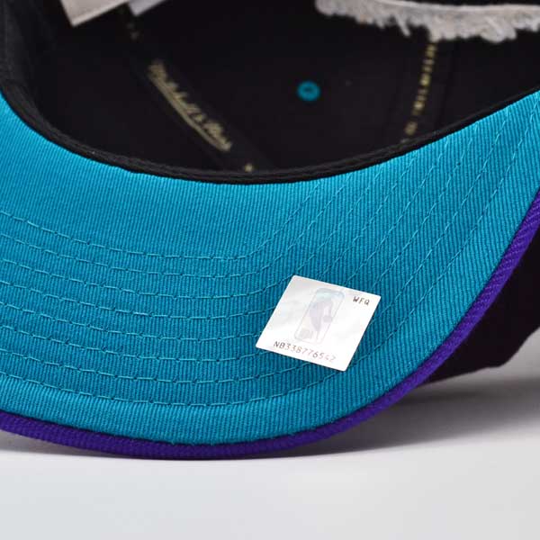 Charlotte Hornets Mitchell & Ness RELOAD Snapback NBA Hat - Black/Puple/Teal Bottom