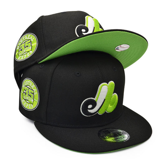 Montreal Expos 35th Anniversary Exclusive New Era 9Fifty Snapback Adjustable Hat - Black/Lime Bottom