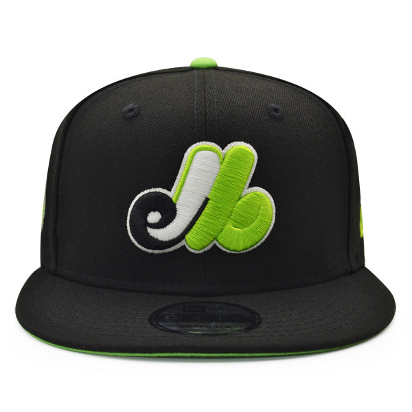 Montreal Expos 35th Anniversary Exclusive New Era 9Fifty Snapback Adjustable Hat - Black/Lime Bottom