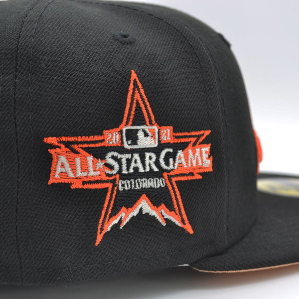 Colorado Rockies 2021 ALL-STAR GAME Exclusive New Era 59Fifty Fitted Hat – Black/Orange/Peach Bottom