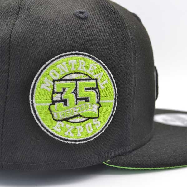 Montreal Expos 35th Anniversary Exclusive New Era 9Fifty Snapback Adjustable Hat - Black/Lime Bottom