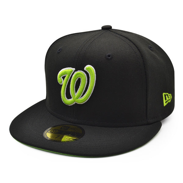 Washington Nationals DC CITY FLAG Exclusive New Era 59Fifty Fitted Hat - Black/Lime Bottom
