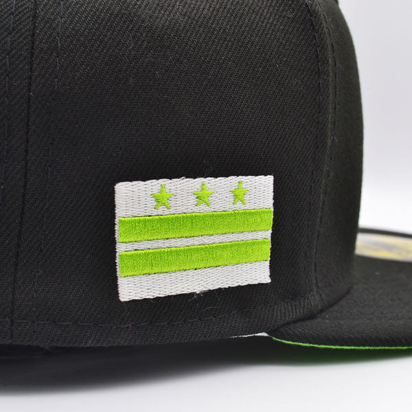 Washington Nationals DC CITY FLAG Exclusive New Era 59Fifty Fitted Hat - Black/Lime Bottom