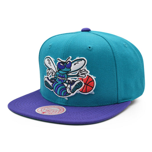 Charlotte Hornets NBA Mitchell & Ness CLASSIC 2TONE Snapback Hat - Teal/Purple