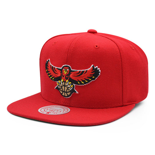 Atlanta Hawks NBA Mitchell & Ness SPREAD'EM Snapback Hat - Red/Green Bottom