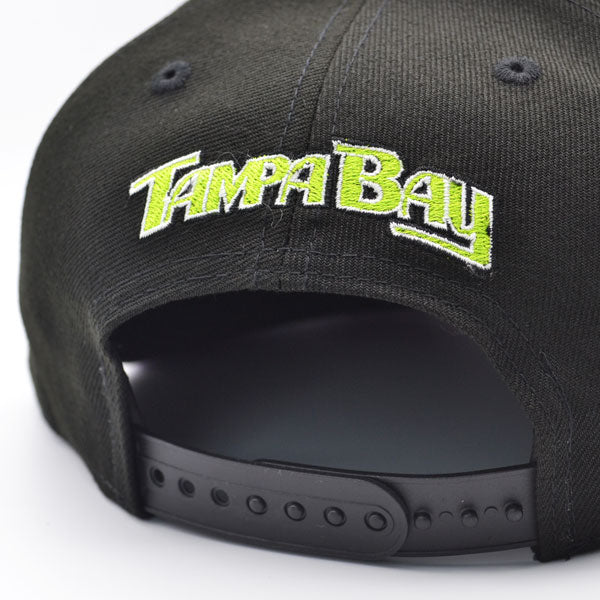 Tampa Bay Devil Rays 2008 World Series Exclusive New Era 9Fifty Snapback Adjustable Hat - Black/Lime/Purple Bottom