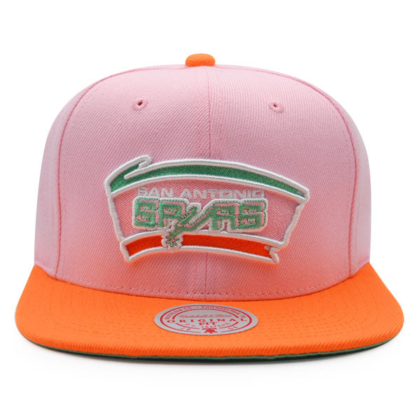 San Antonio Spurs Mitchell & Ness SWEET SHERBERT Snapback NBA Hat - Pink/Orange/Lime