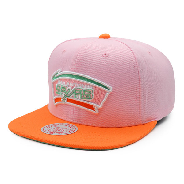 San Antonio Spurs Mitchell & Ness SWEET SHERBERT Snapback NBA Hat - Pink/Orange/Lime
