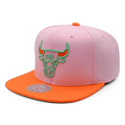 Chicago Bulls Mitchell & Ness SWEET SHERBERT Snapback NBA Hat - Pink/Orange/Lime