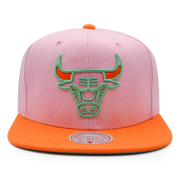 Chicago Bulls Mitchell & Ness SWEET SHERBERT Snapback NBA Hat - Pink/Orange/Lime