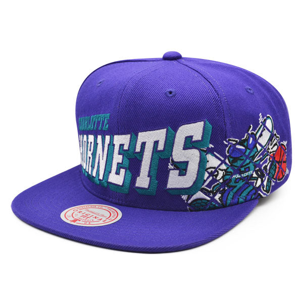 Charlotte Hornets Mitchell & Ness THE GRID Snapback NBA Hat - Purple/Teal