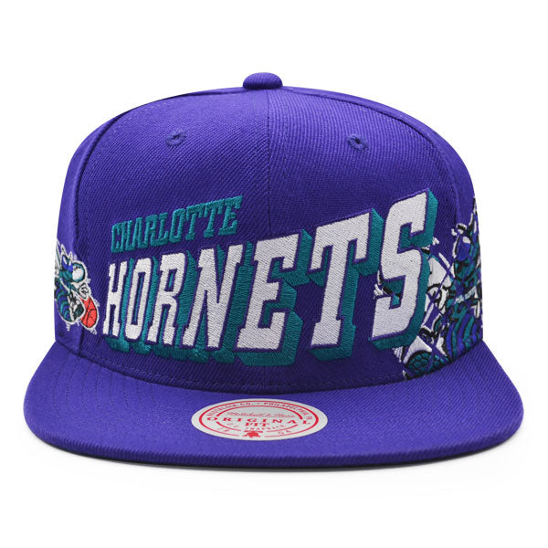 Charlotte Hornets Mitchell & Ness THE GRID Snapback NBA Hat - Purple/Teal