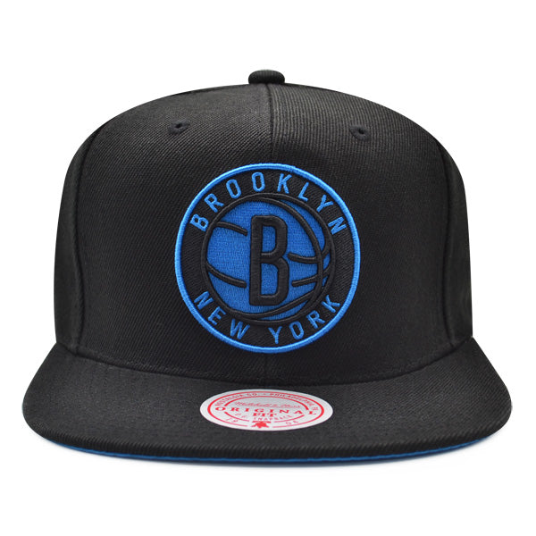 Brooklyn Nets Mitchell & Ness HIGH LIGHT Snapback NBA Hat - Black/Blue Pop