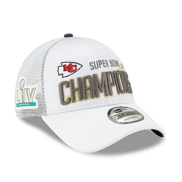 Kansas City Chiefs New Era Super Bowl LIV Champions Locker Room 9FORTY Adjustable Hat - White