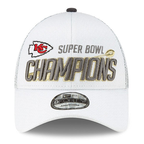 Kansas City Chiefs New Era Super Bowl LIV Champions Locker Room 9FORTY Adjustable Hat - White