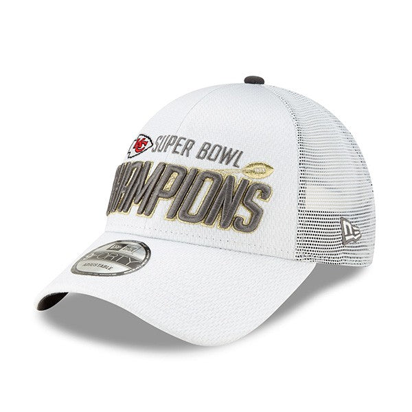 Kansas City Chiefs New Era Super Bowl LIV Champions Locker Room 9FORTY Adjustable Hat - White