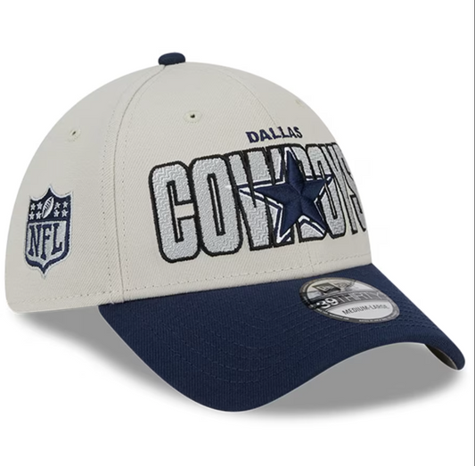 Dallas Cowboys New Era 2023 NFL Draft 39THIRTY Flex Hat - Stone/Navy