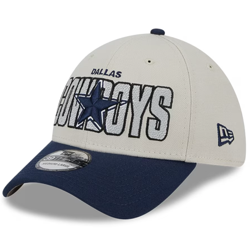 Dallas Cowboys New Era 2023 NFL Draft 39THIRTY Flex Hat - Stone/Navy