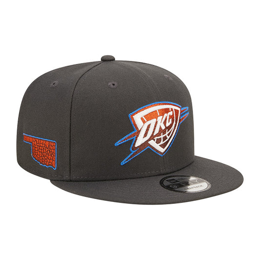 Oklahoma City Thunder New Era NBA 2022-23 CITY EDITION Alternate 9Fifty Snapback Hat - Gray/Orange/Blue