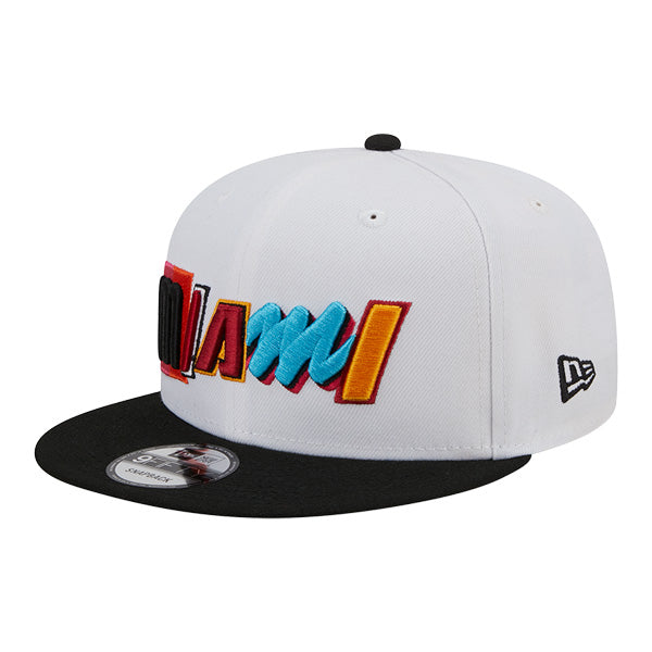 Miami Heat New Era NBA 2022-23 CITY EDITION 9Fifty Snapback Hat -White/Black