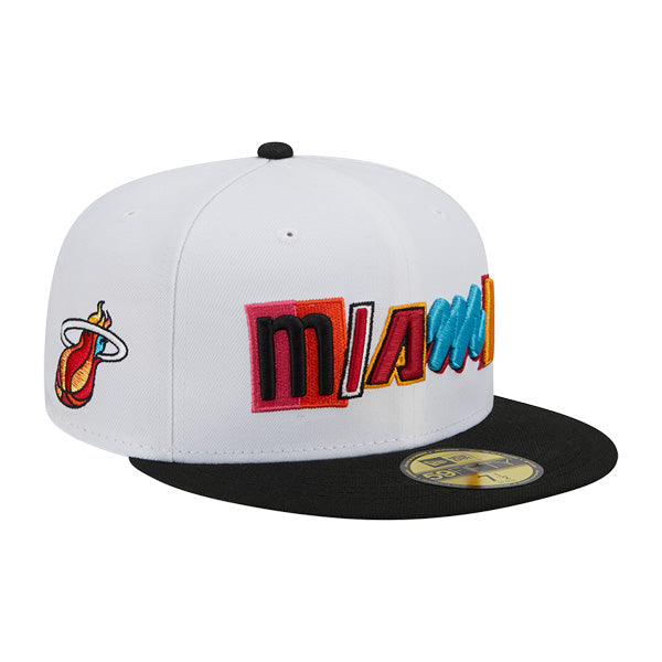 Miami Heat New Era NBA 2022-23 CITY EDITION 59Fifty Fitted Hat - White/Black/Multi