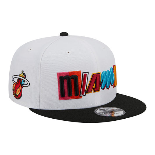 Miami Heat New Era NBA 2022-23 CITY EDITION 9Fifty Snapback Hat -White/Black