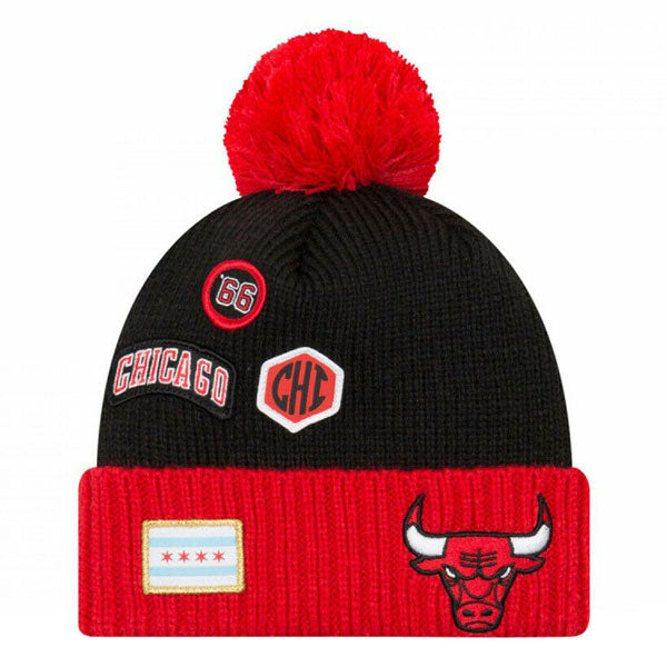 Chicago Bulls New Era 2018 DRAFT KNIT Cuffed Knit NBA Hat - Black/Red