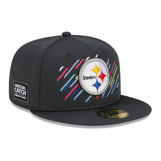 Pittsburgh Steelers New Era NFL 2021 CRUCIAL CATCH 59FIFTY Fitted Hat - Charcoal