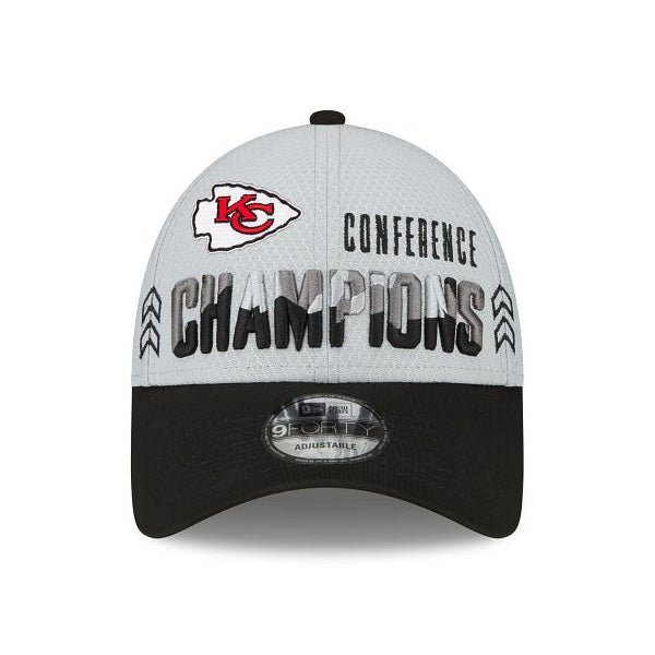 Kansas City Chiefs New Era 2022 AFC Champions Locker Room 9FORTY Adjustable Hat - Gray/Black