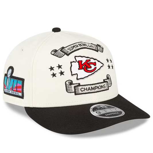 Kansas City Chiefs New Era SUPER BOWL LVll (57) Locker Room Low Profile Snapback Adjustable Hat - Chrome/Black