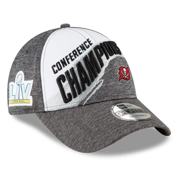 Tampa Bay Buccaneers New Era 2020 AFC Champions Locker Room 9FORTY Snapback Hat - White/Gray