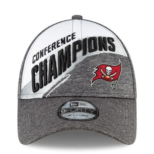 Tampa Bay Buccaneers New Era 2020 AFC Champions Locker Room 9FORTY Snapback Hat - White/Gray