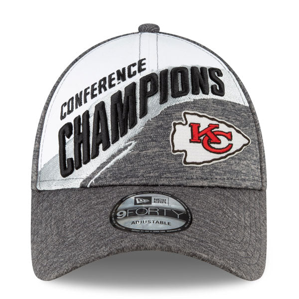 Kansas City Chiefs New Era 2020 AFC Champions Locker Room 9FORTY Snapback Hat - White/Gray