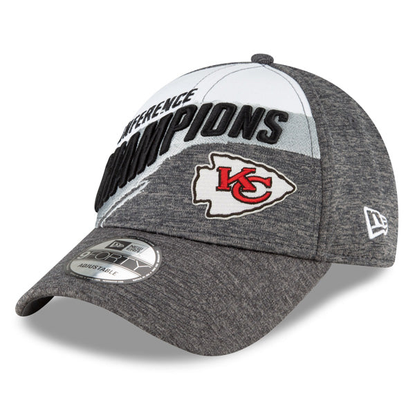 Kansas City Chiefs New Era 2020 AFC Champions Locker Room 9FORTY Snapback Hat - White/Gray