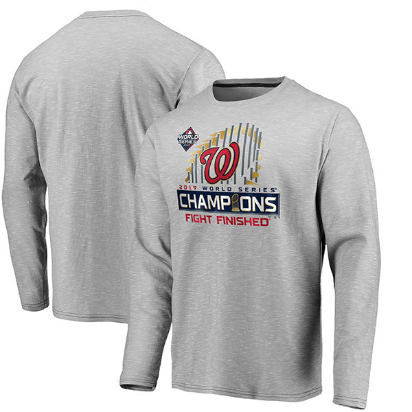 Washington Nationals Fanatics 2019 World Series Champions Locker Room Space Dye Long Sleeve T-Shirt - Gray